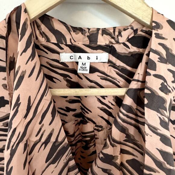 100% Silk Cabi Pink and Black Zebra Print Sleeveless Blouse - Picture 2 of 5